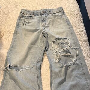 American Eagle Outfitters Light Blue Distressed Boyfriend Jeans